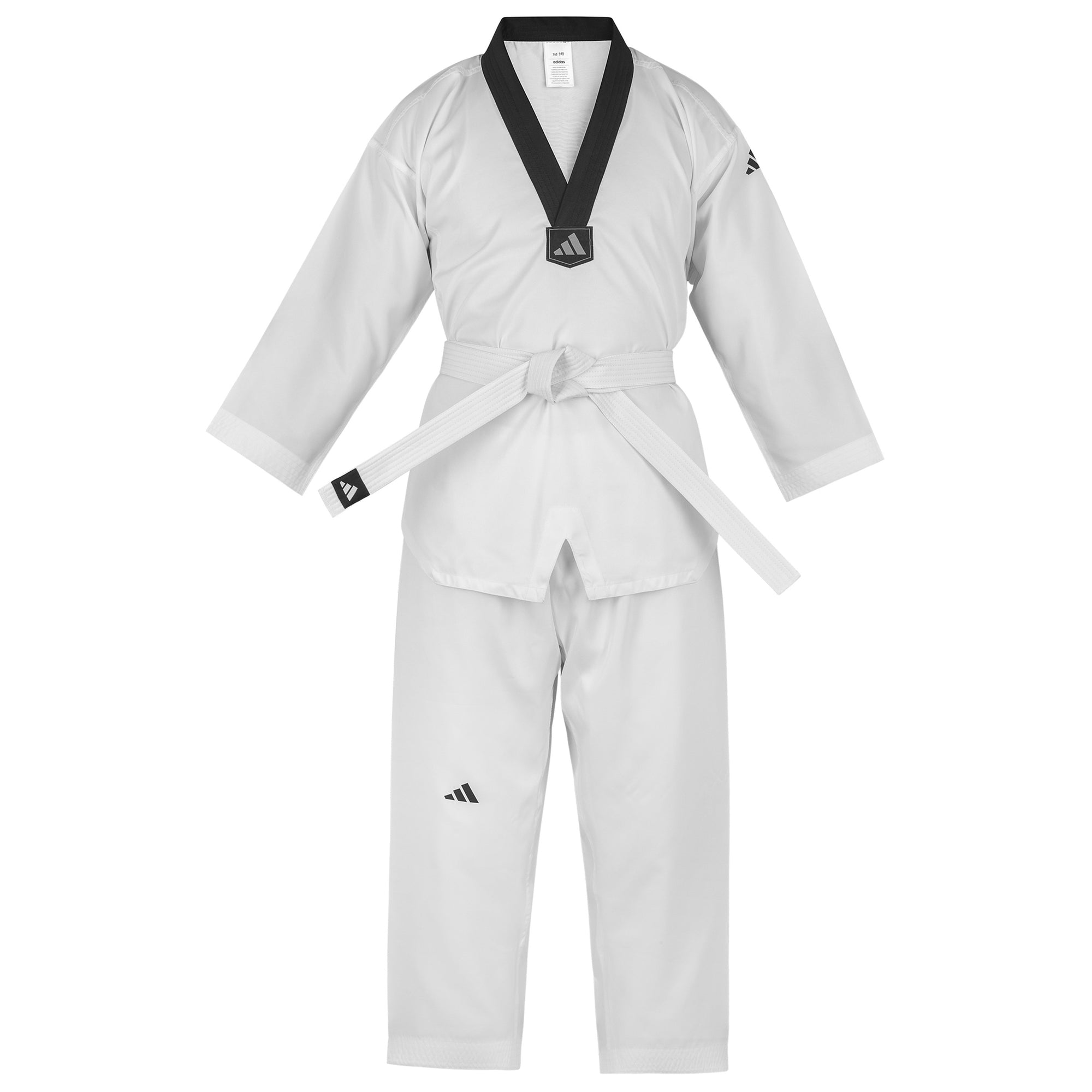 adidas Taekwondo V-Neck Uniform (TKD01)--White, Black, Red/Black, Blue/Black, Poom Trim