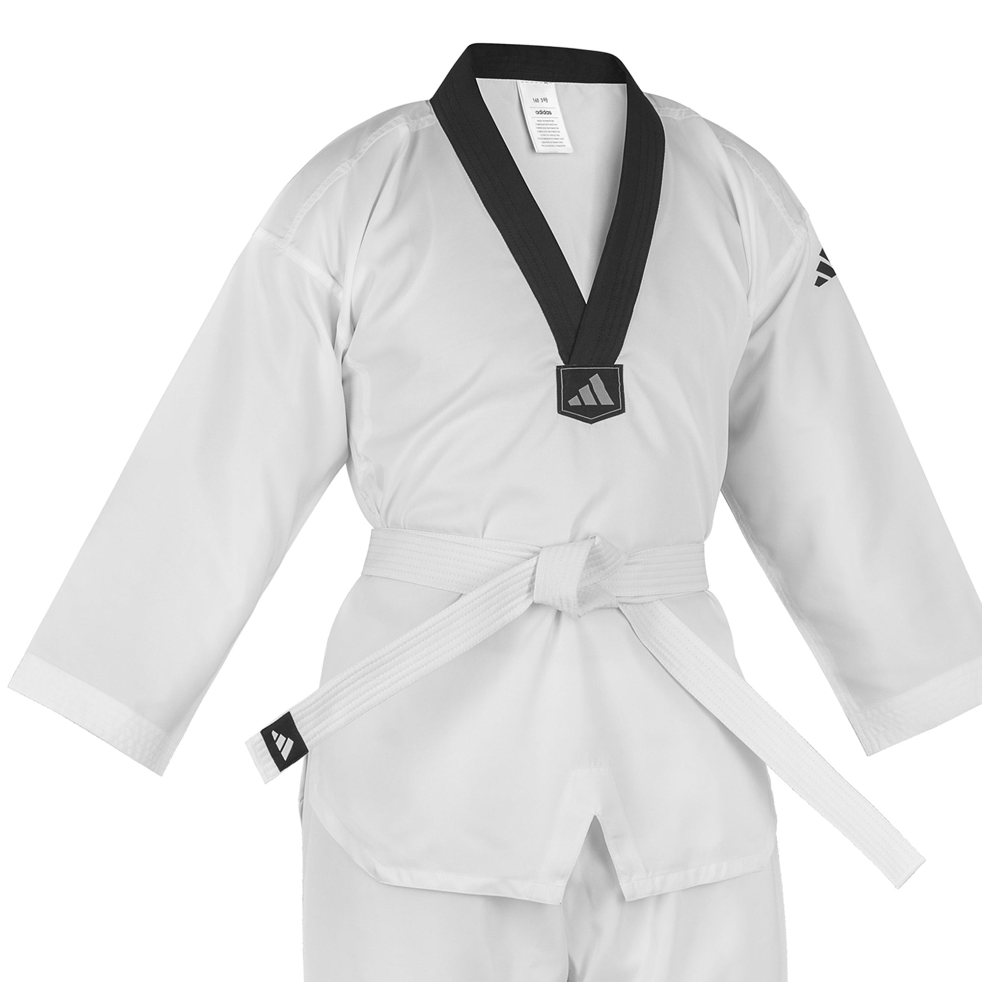 adidas Taekwondo V-Neck Uniform (TKD01)--White, Black, Red/Black, Blue/Black, Poom Trim