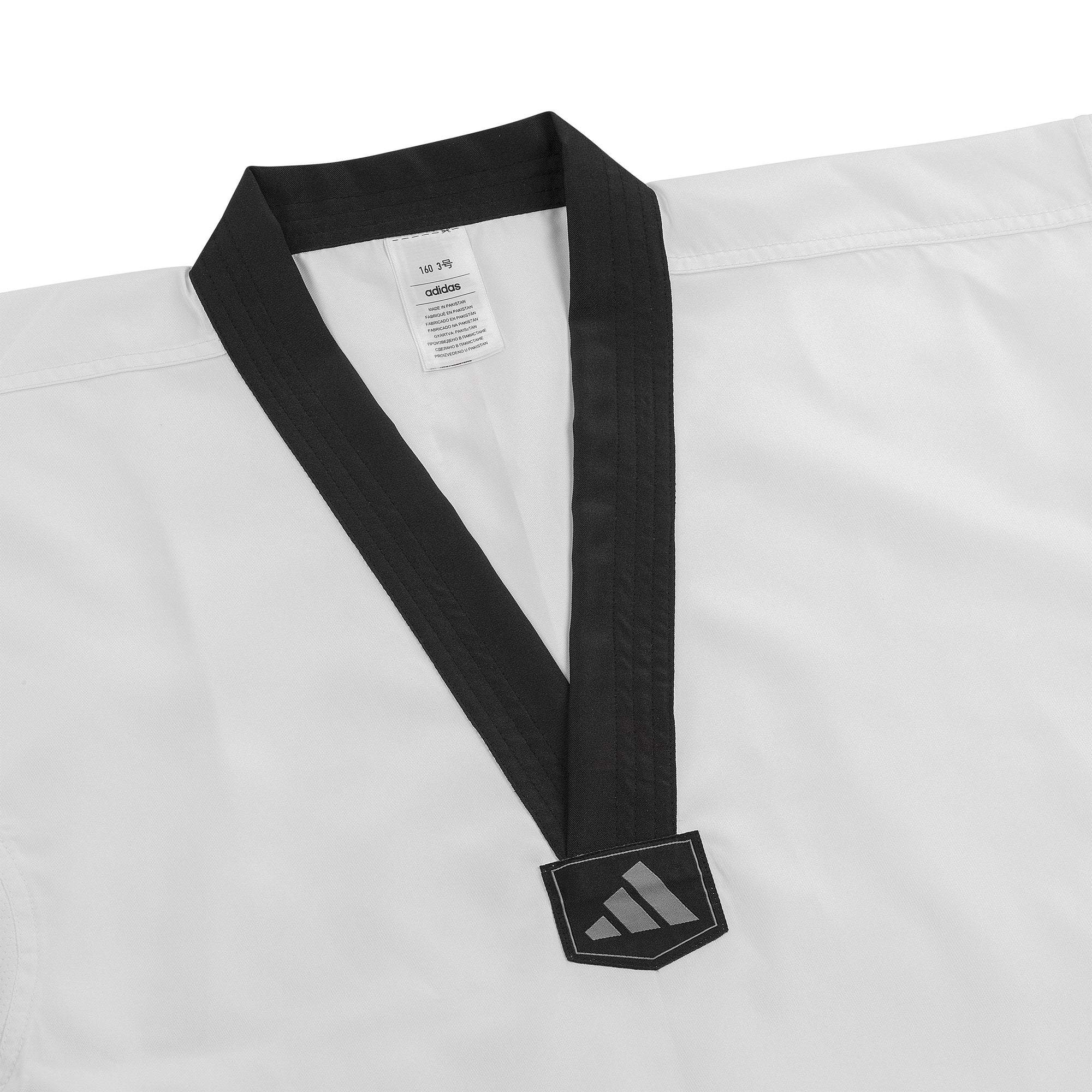 adidas Taekwondo V-Neck Uniform (TKD01)--White, Black, Red/Black, Blue/Black, Poom Trim