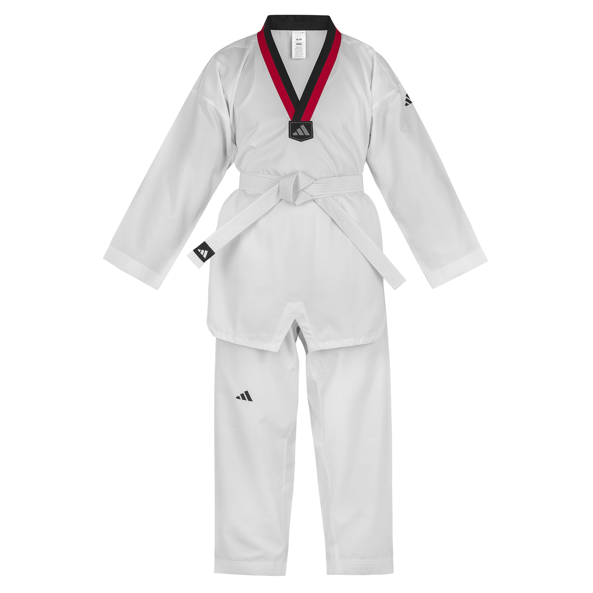 adidas Taekwondo V-Neck Uniform (TKD01)--White, Black, Red/Black, Blue/Black, Poom Trim