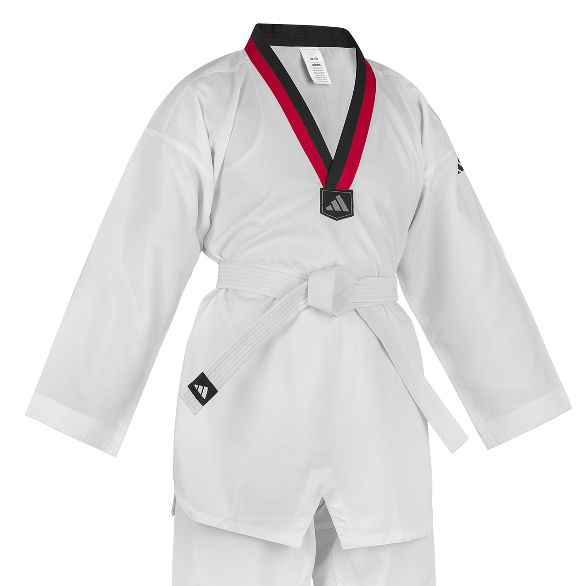 adidas Taekwondo V-Neck Uniform (TKD01)--White, Black, Red/Black, Blue/Black, Poom Trim