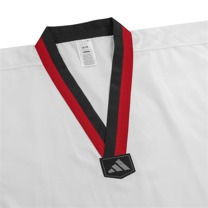 adidas Taekwondo V-Neck Uniform (TKD01)--White, Black, Red/Black, Blue/Black, Poom Trim