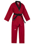 adidas Taekwondo V-Neck Uniform (TKD01)--White, Black, Red/Black, Blue/Black, Poom Trim