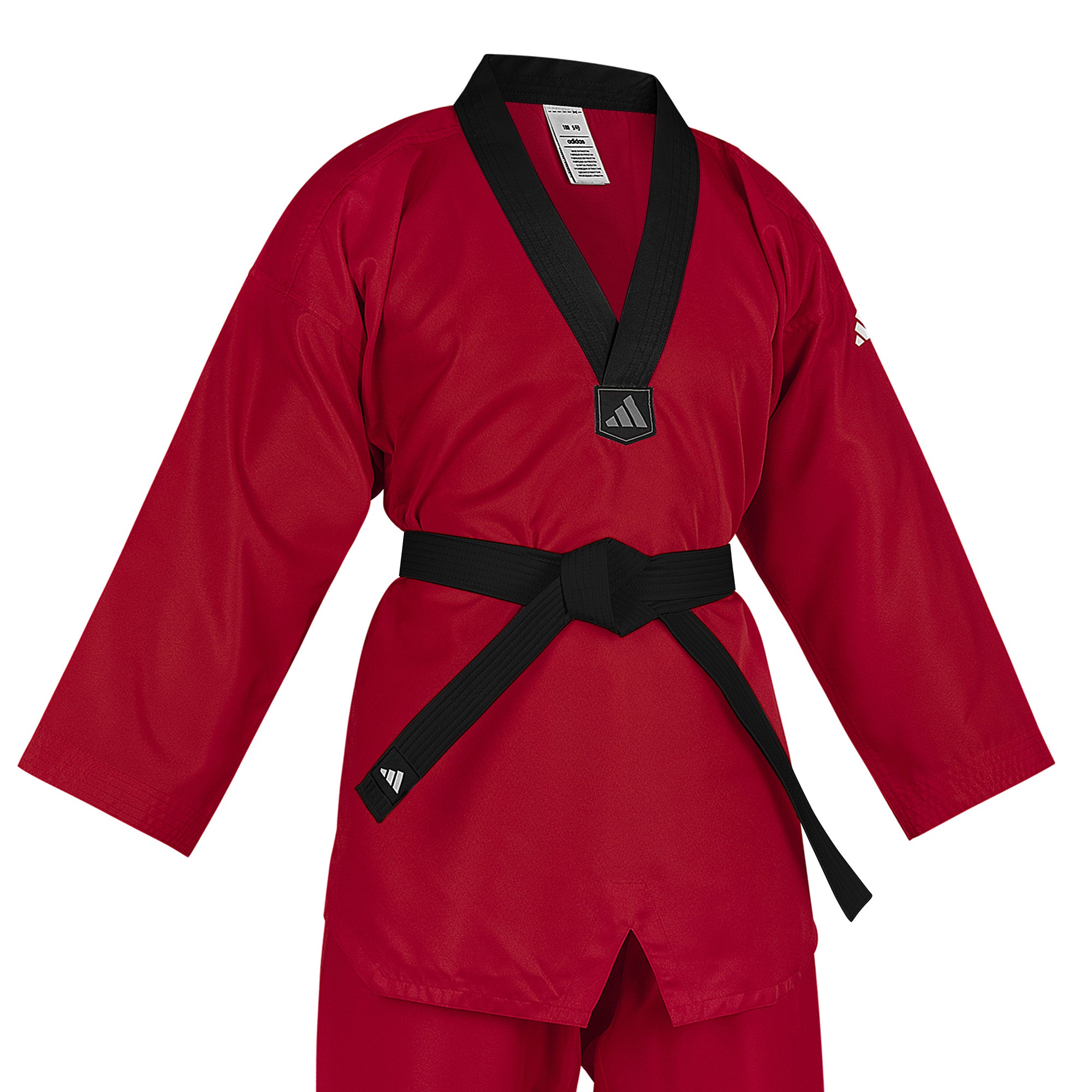 adidas Taekwondo V-Neck Uniform (TKD01)--White, Black, Red/Black, Blue/Black, Poom Trim