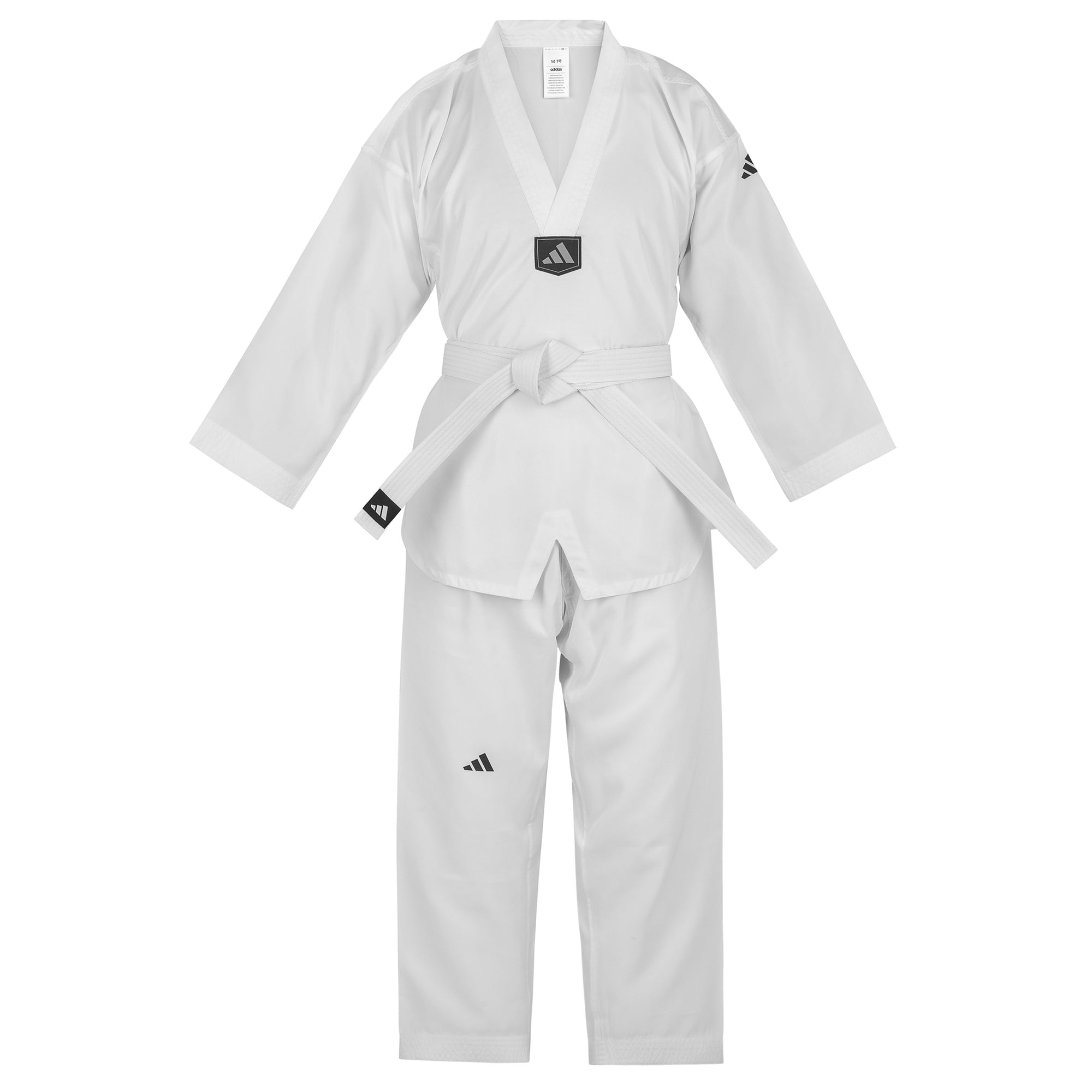 adidas Taekwondo V-Neck Uniform (TKD01)--White, Black, Red/Black, Blue/Black, Poom Trim