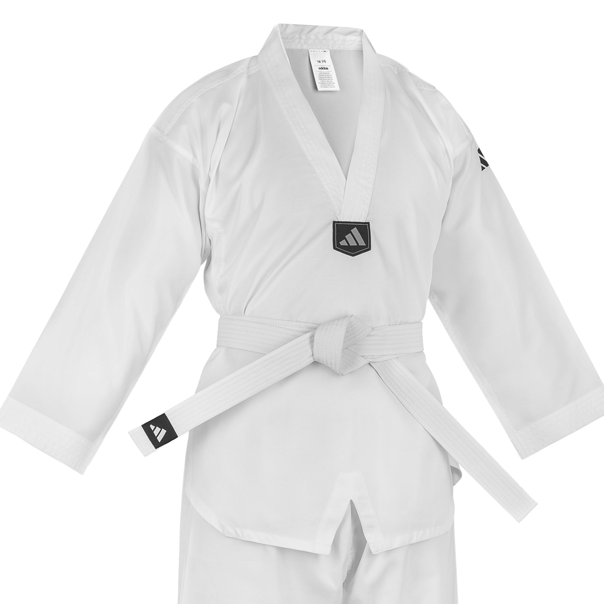adidas Taekwondo V-Neck Uniform (TKD01)--White, Black, Red/Black, Blue/Black, Poom Trim