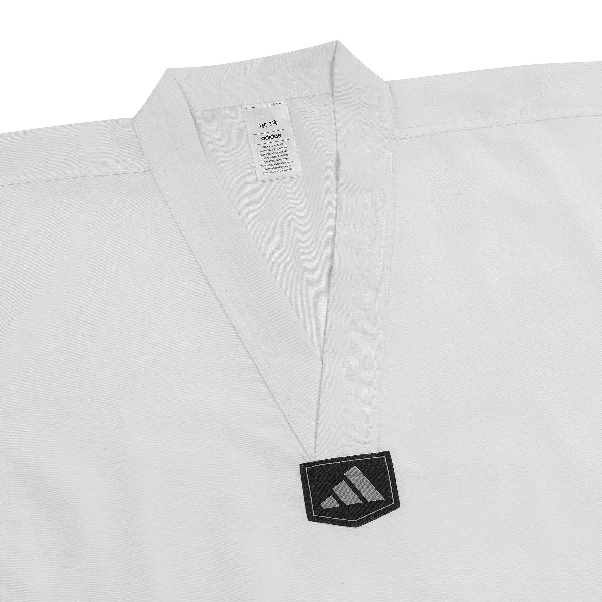 adidas Taekwondo V-Neck Uniform (TKD01)--White, Black, Red/Black, Blue/Black, Poom Trim