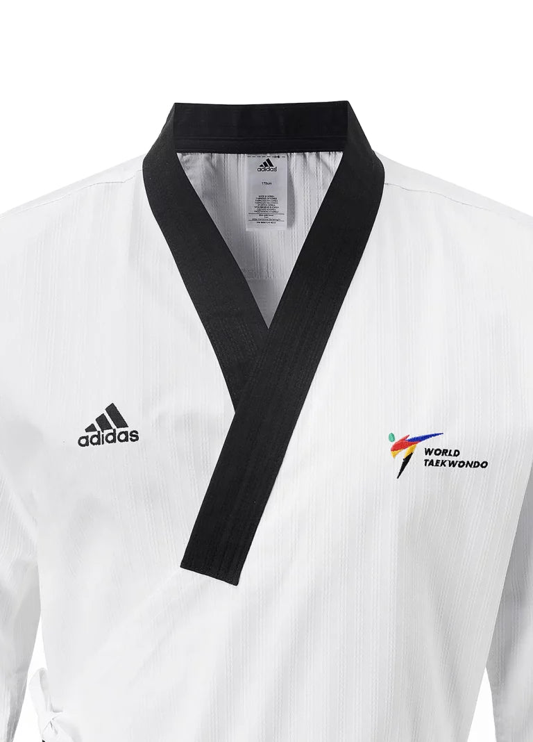 White and black taekwondo uniform, Adidas Poomsae male.