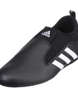 Black shoe with white stripes for Taekwondo training.