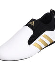 Adidas white Taekwondo shoe with black accents, size 6.