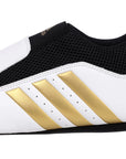 Close up of adidas contestant-pro taekwondo laceless training shoe.