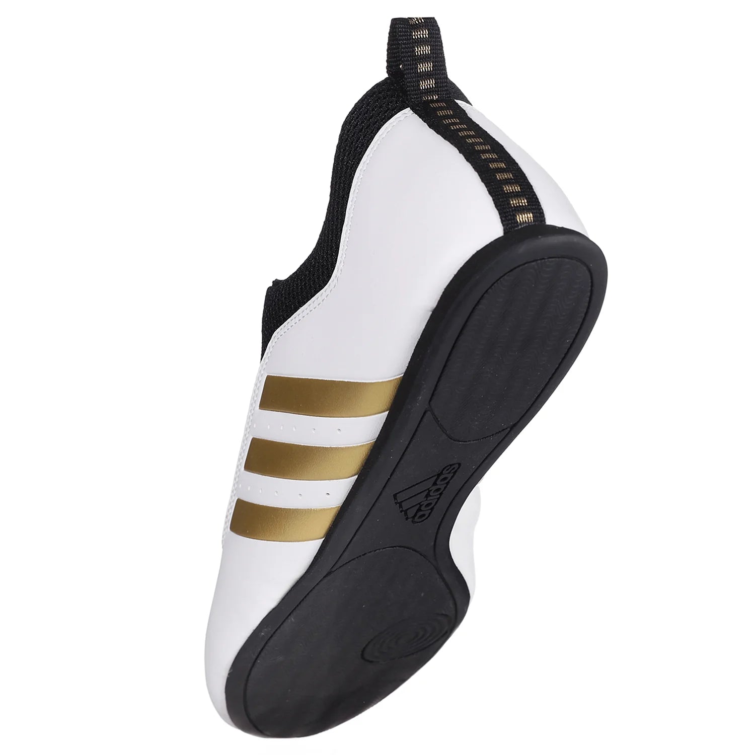 Close up of adidas contestant-pro taekwondo laceless training shoe.