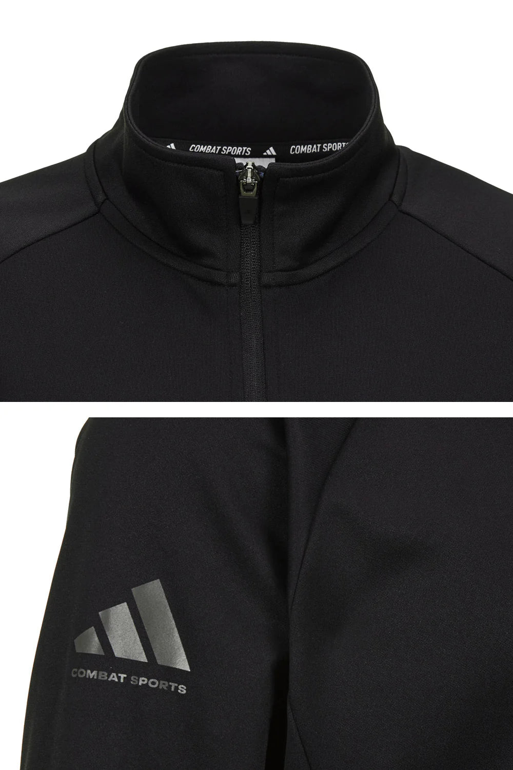 Close-up of black Adidas jacket for Taekwondo.