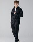 Man dressed in black jacket, Adidas Combat Sports Training Suit Set 2XL.