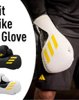 A man wearing Adidas x Anderson Silva Tilt150 boxing gloves.