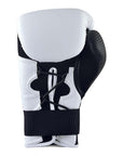 Black and white boxing glove for training.