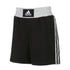 Black and white adidas boxing shorts.