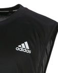 Close-up of black adidas tank top for boxing.