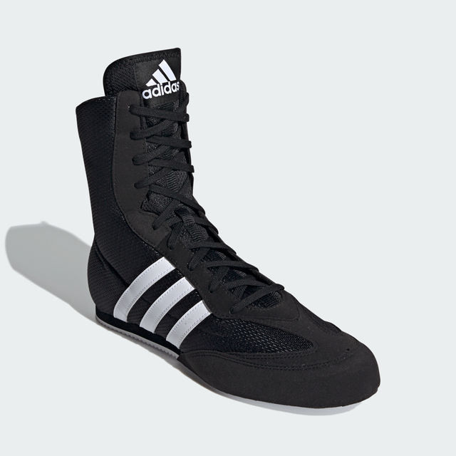 adidas BOX HOG II black and white boxing shoe.