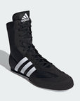 adidas BOX HOG II black and white boxing shoe.