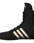 Black and white boxing shoe, adidas BOX HOG II, size M11/W12.