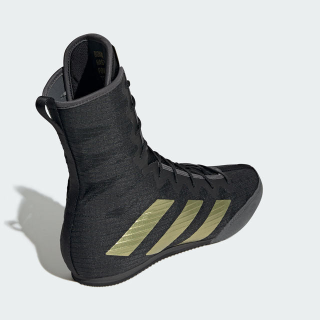 Black and gold high top boxing shoe for men and women.