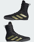 Pair of black and gold Box Hog 4 high-top sneakers.