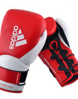 Pair of adidas boxing gloves, white/black, 12 oz size.