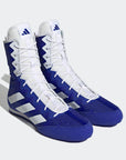 Pair of blue and white BOX HOG 4 boxing shoes.