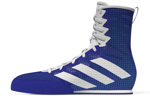 Blue and white high top boxing shoe, Lucid Blue and Cloud White color.