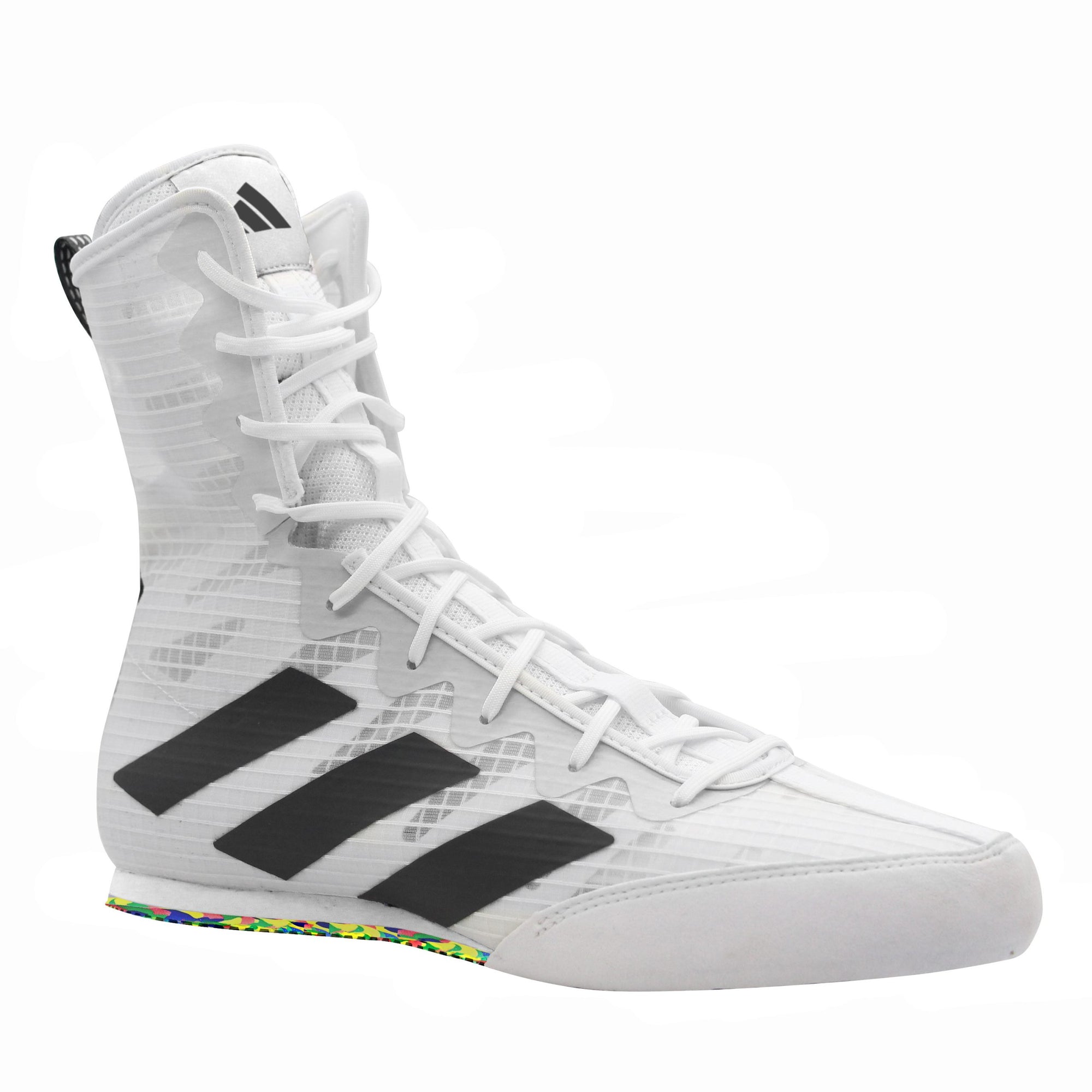 White and black boxing shoe.