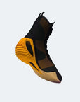 Black and yellow Speedex Ultra boxing shoe in size M09/W10.