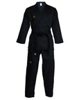 Black karate uniform with black belt from Adidas.