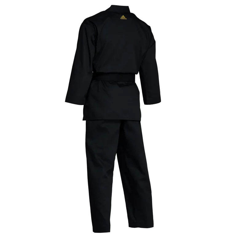 Black karate uniform with belt from Adidas.