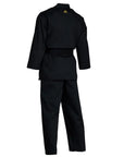 Black karate uniform with belt from Adidas.