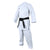 White adidas karate uniform with black belt.