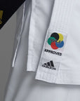 Close-up of a white karate uniform.