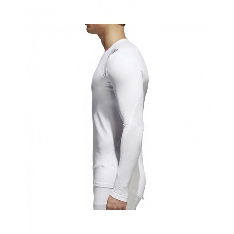 Man in white adidas rashguard, S size, for boxing.