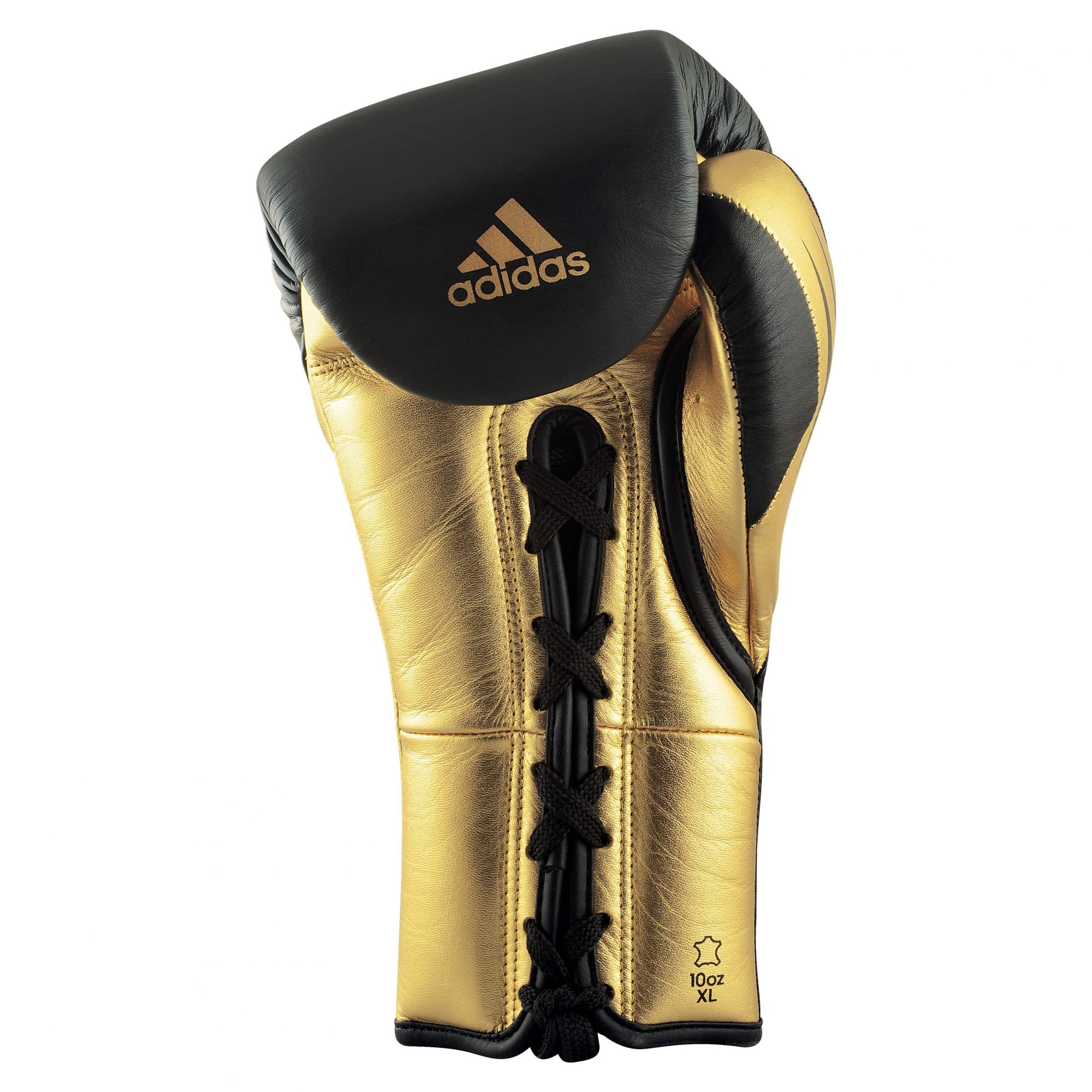 Gold and black adidas boxing glove, 10 oz.