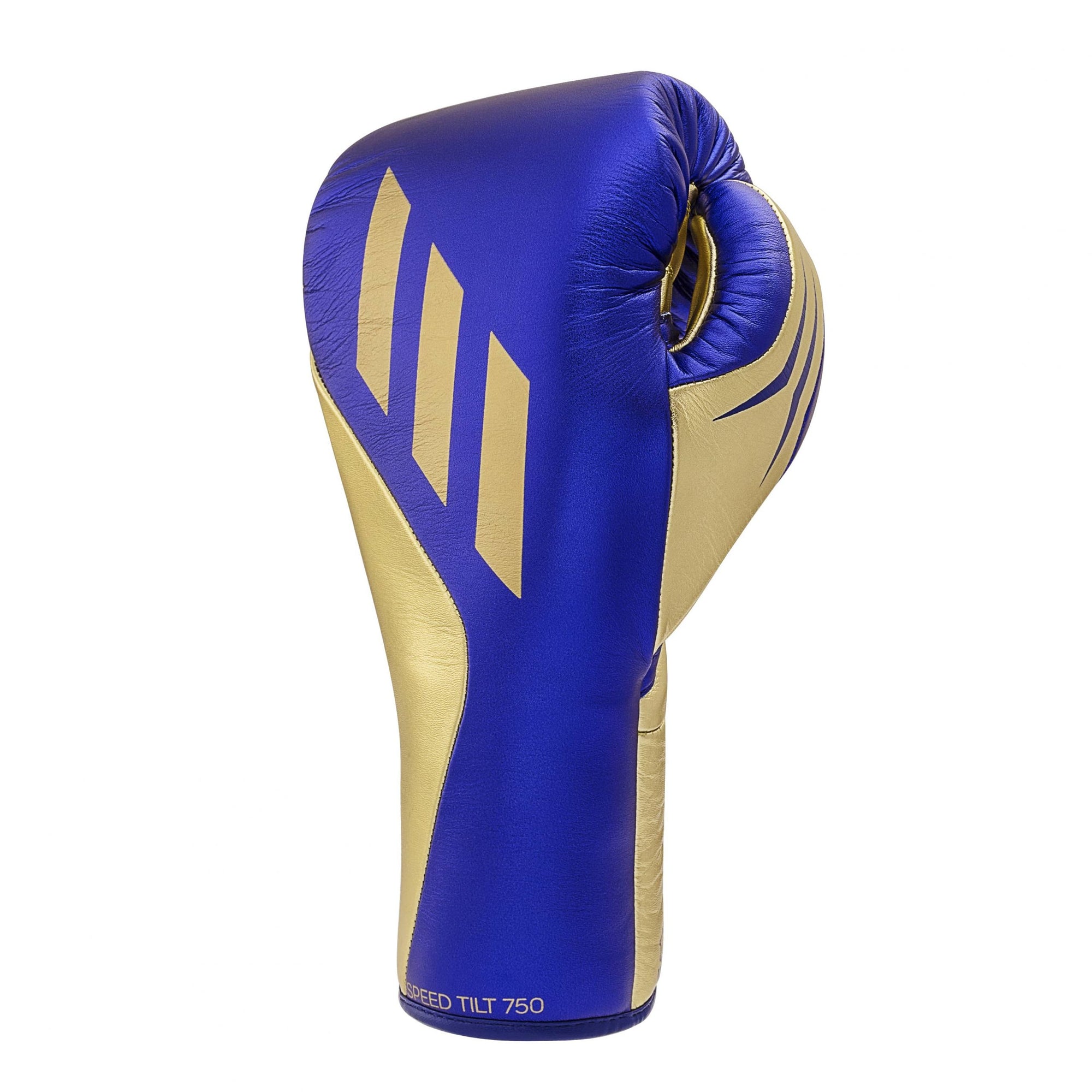 Blue and gold boxing glove, adidas Speed Tilt 750 model.