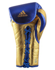 Gold and blue boxing glove, adidas Speed Tilt 750 model.