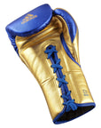 Gold and blue boxing glove from adidas Speed Tilt 750 Fight Gloves.