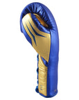 Blue and gold boxing glove, adidas Speed Tilt 750 model.