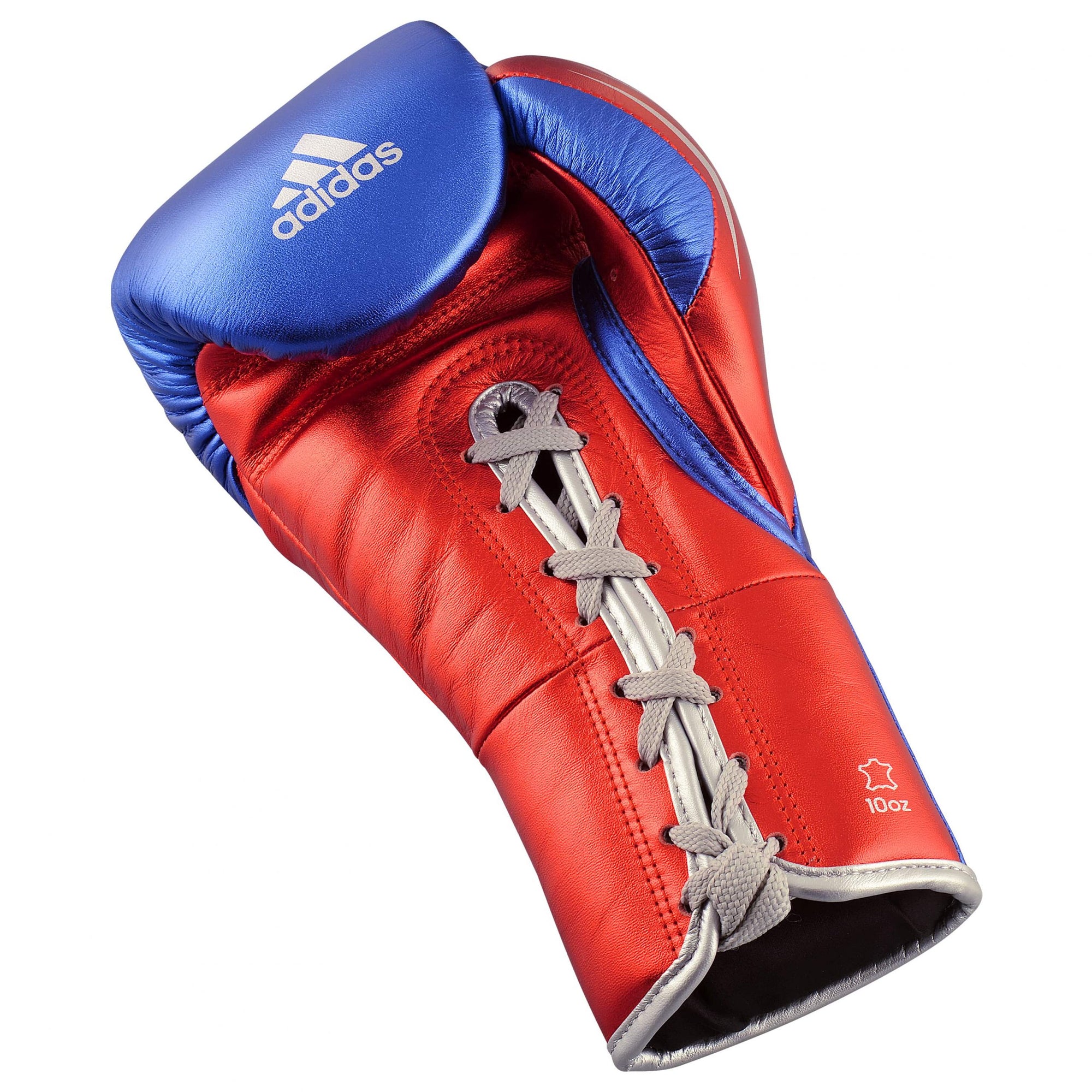 Red and blue Adidas Speed Tilt 750 boxing glove.