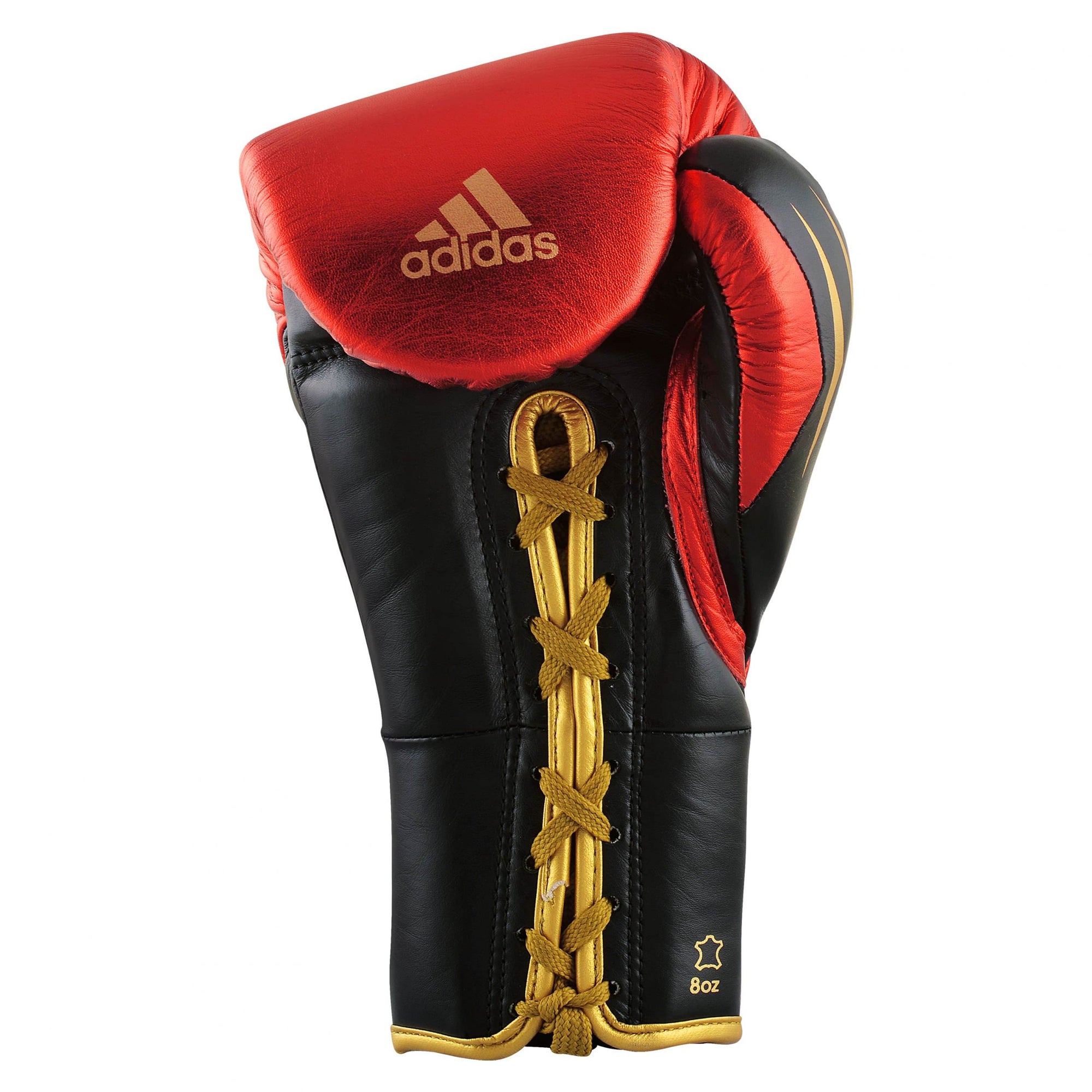 Boxing glove with gold lace from adidas Speed Tilt 750 series.