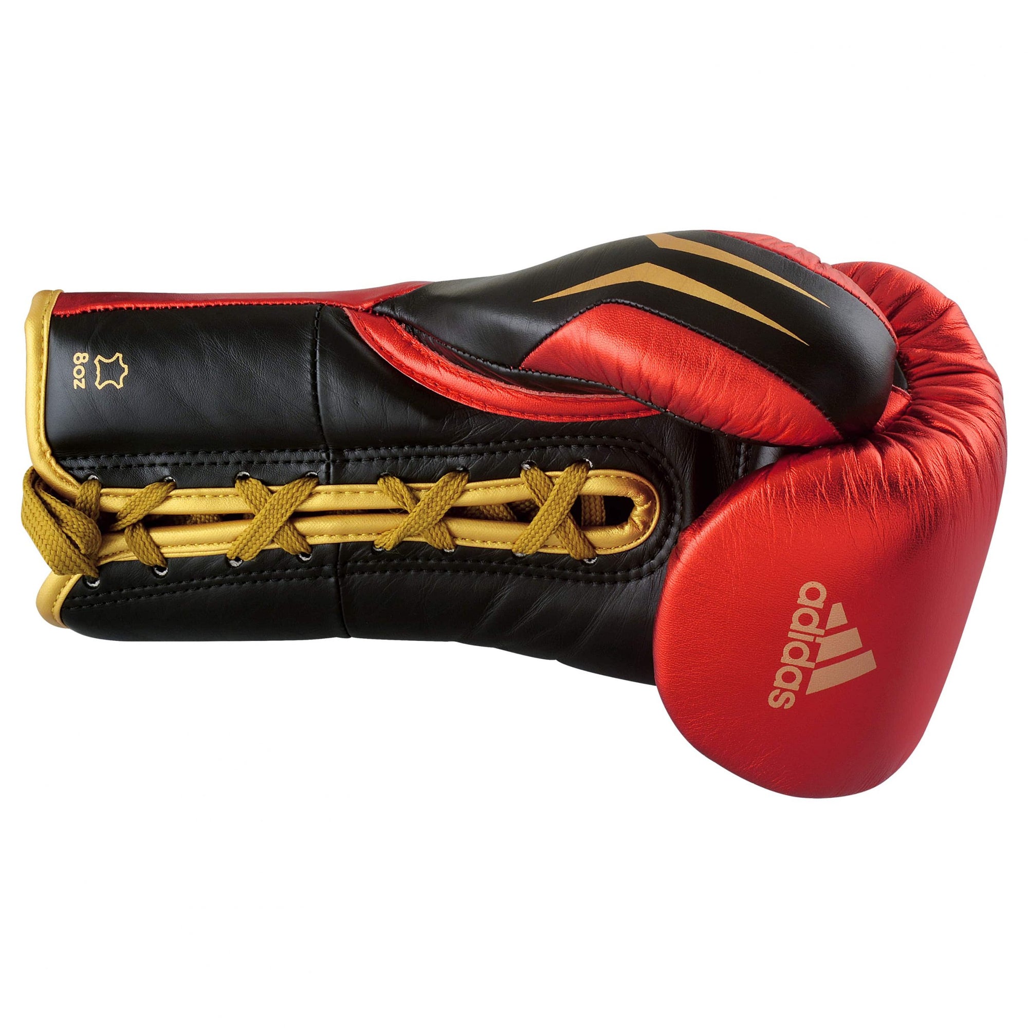 Red and black adidas Speed Tilt 750 fight glove.