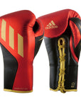 Pair of boxing gloves for adidas Speed Tilt 750 in red and black.