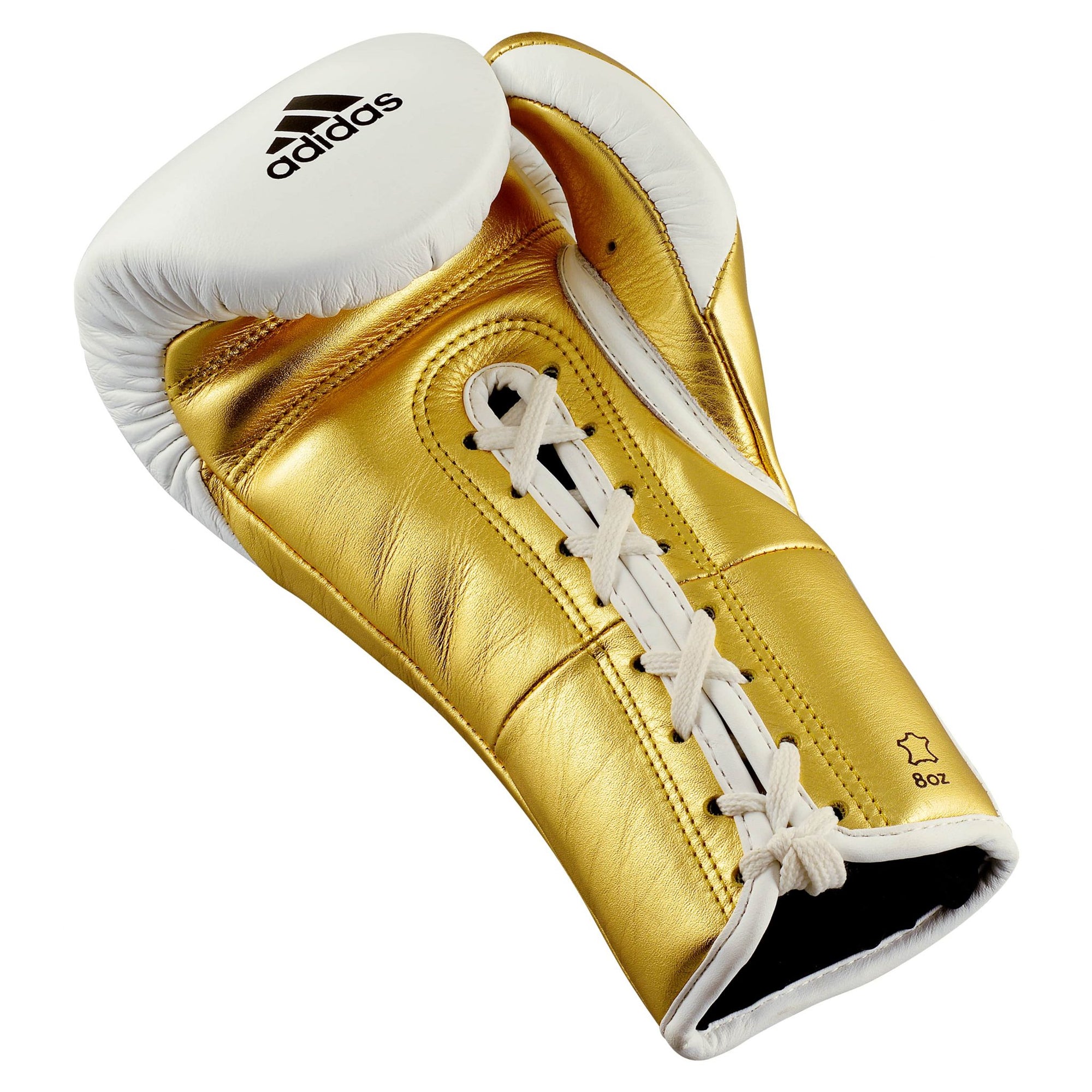 Gold boxing glove with white laces, Speed Tilt 750 Pro model.