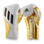 Pair of white and gold boxing gloves.