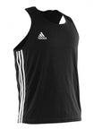 Black tank top with white stripes, adidas boxing, IBA approved, size L.